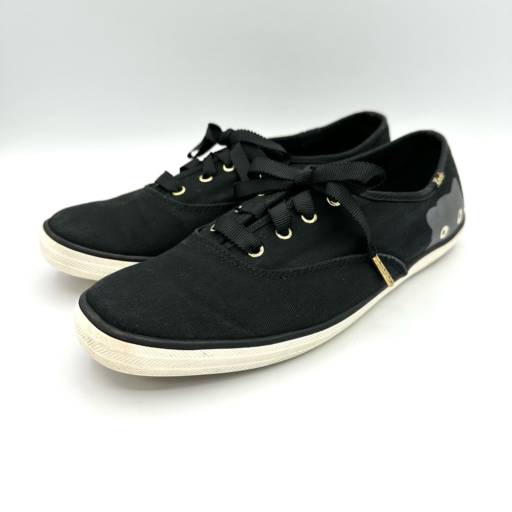Keds Taylor Swift Sneaky Cat black canvas cat graphic on side lace up flat